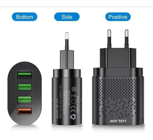 Imagen 3 de 10 de Cargador Múltiple Uslion Quick Charge 3.0 48w De 4 Puertos