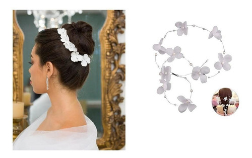 Enfeite Arranjo Tiara Cabelo Noiva Perola Flor Casamento