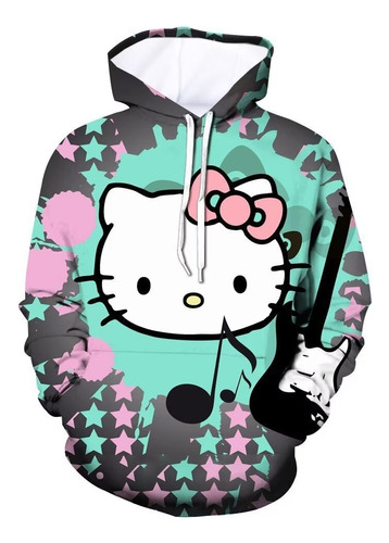 Sudadera Con Estampado Casual Hello Kietty Cat Musical Note