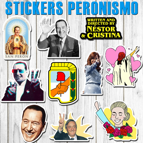Stickers Peronismo Cfk Evita Nestor 50 Unidades 4x4 Cm Pvc