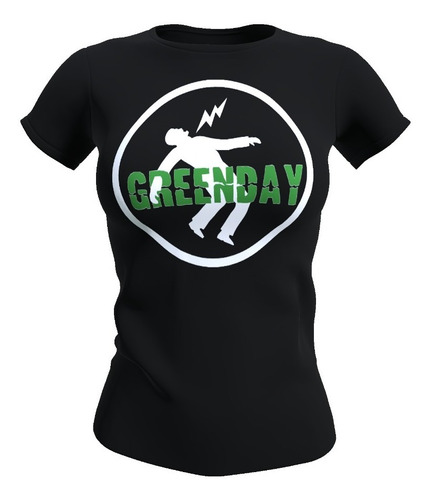 Polera Negra Mujer Diseño Green Day, 100% Algodon