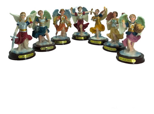 Figura De Resina Juego 7 Arcángeles 8 Cm