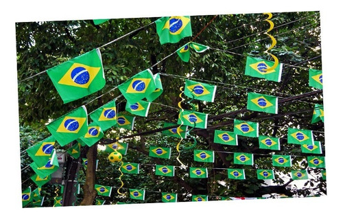 Decoração Copa Do Mundo Bandeirinhas Metalizadas Brasil 10m