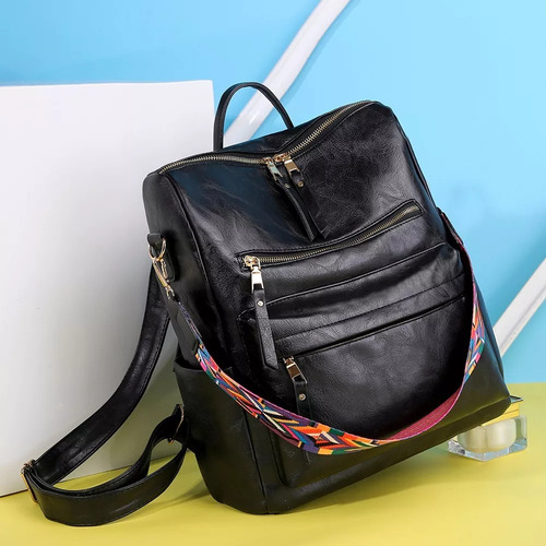 Mochila Urbana De Color Negro, Diseño Sólido, 16 L