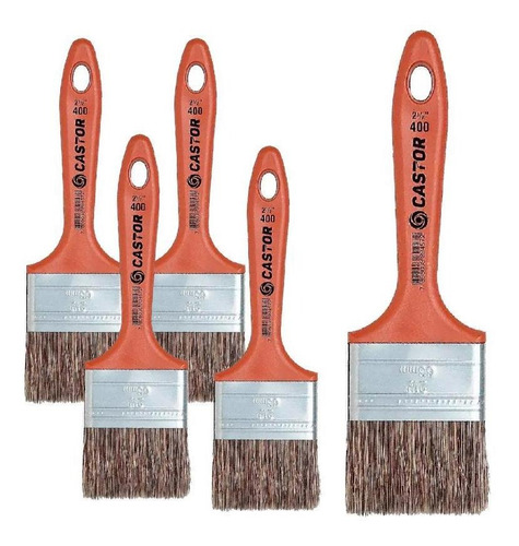 Pincel Trincha 2.1/2 Pol Cerdas Gris Kit 5 Unidades Castor
