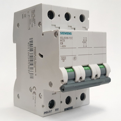 Siemens® Interruptor Termomagnético Riel Din 3 Polos 8 A