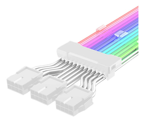 - Para Cabo De Extensão Rgb 24pin 2x8pin 3x8pin Rgb Branco