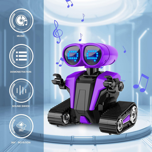 Robot Control Remoto Emo Recargable Para Niños Morado