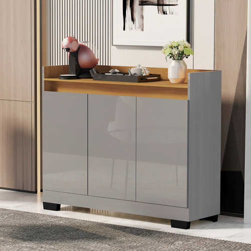 Buffet Aparador 3 Portas Real Cinza/mel Ebwt