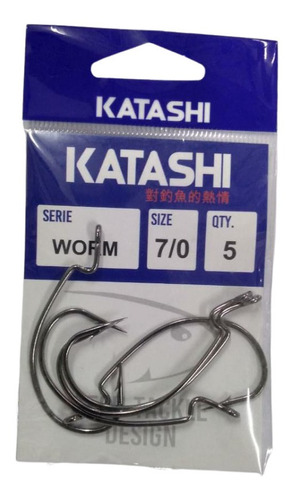 Anzuelos Katashi Offset Worm N 7/0 X5u. Para Gomas Soft 
