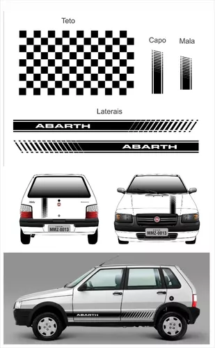 Adesivo Fiat Uno Abarth Faixa Lateral Carro Sport Imp353