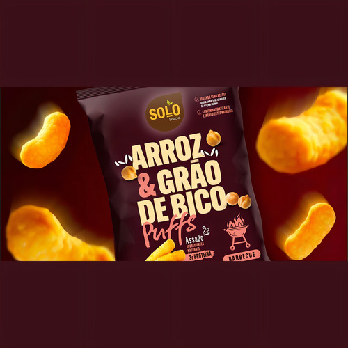 Kit 10 Unid Snack Puffs Arroz Grão Bico Barbecue Solo Snacks