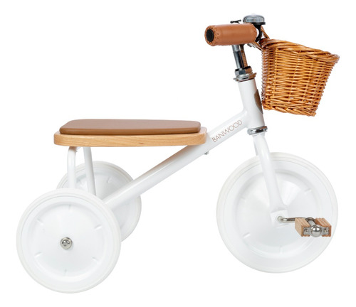 Triciclo + Accesorios Y Barra De Empuje Desmontable Banwood Color Blanco