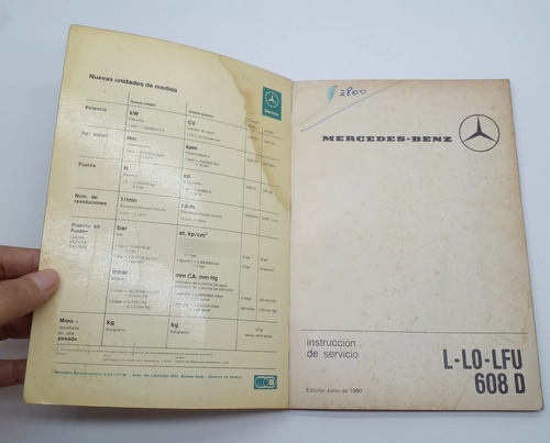 Manual De Usuario Mercedes-benz L-lo-ifu 608 D 1980. (Usado)