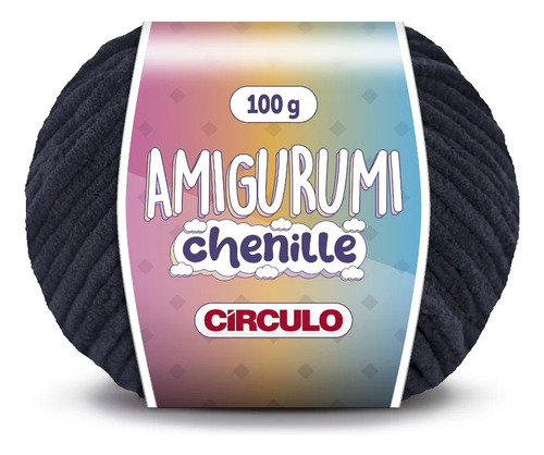 Amigurumi Chenille Círculo - 100 Gramas - 110 Metros Cor 8990 - Preto
