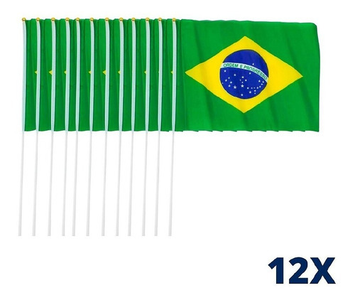 Kit 12 Bandeiras Brasil Copa Do Mundo Seleção Bandeirinhas
