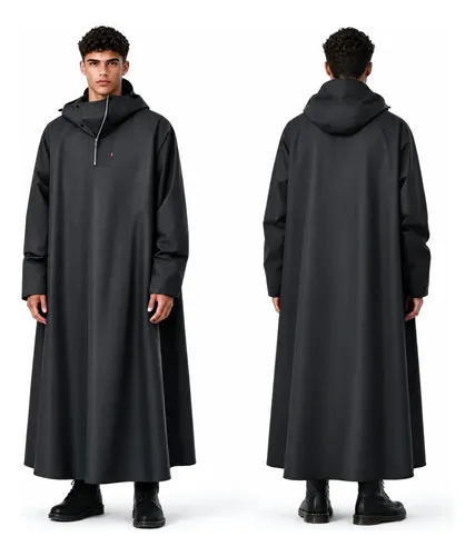 Capa De Chuva Impermeável Pvc Forrado Com Capuz Epi Grande Preto Puro Gg