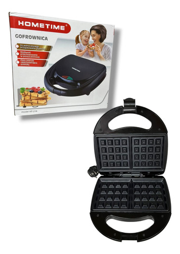 Waffle Maker Hometime Wafflera Doble Negro 800 Watts