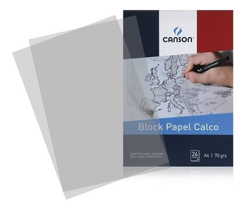 Block De Papel De Calco Canson Formato A4 Con 24 Hojas 70 Gr