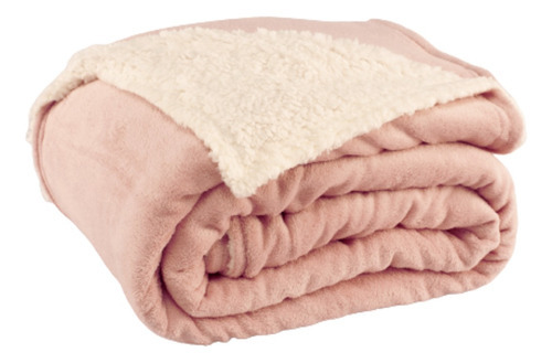 Cobertor Casal Queen Canadá  Manta Sherpa Fleece Dupla Face Cor Rose Desenho Do Tecido Liso