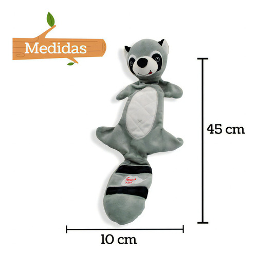 Juguete De Peluche Para Mascota Mapache Con Sonido Color Gris