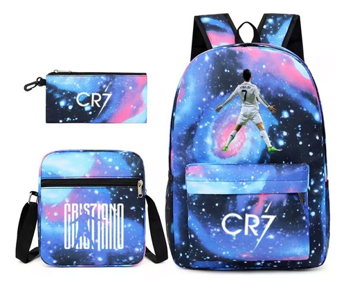 Conjunto De Tres Piezas De Mochila Football Star Cr7 Para Es