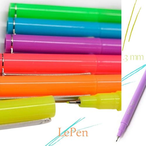 Imagen 2 de 3 de Rotuladores Lepen Punta Fina .03 Mm Tonos Neón + Pasteles 12