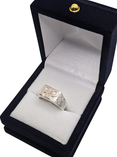 Anillo Plata 925 Con Iniciales En Oro