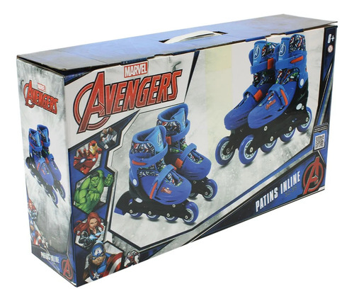 Patins Inline Marvel Os Vingadores 4 Rodas De Gel Tm 32 A 35 32 Ao 35 5 Cm Azul E Preto