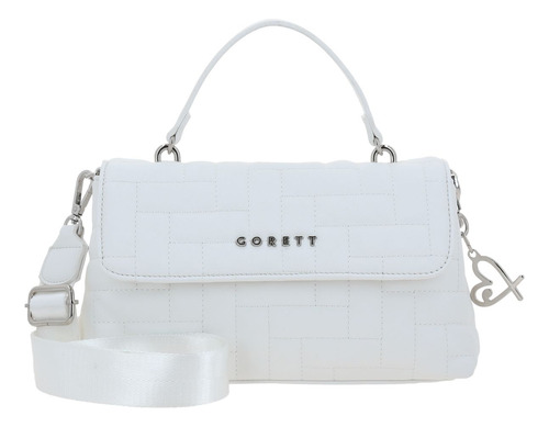 Bolso Tipo Briefcase Gorétt By Chenson Capitonado Priss P25 Blanco Liso Níquel Blanco