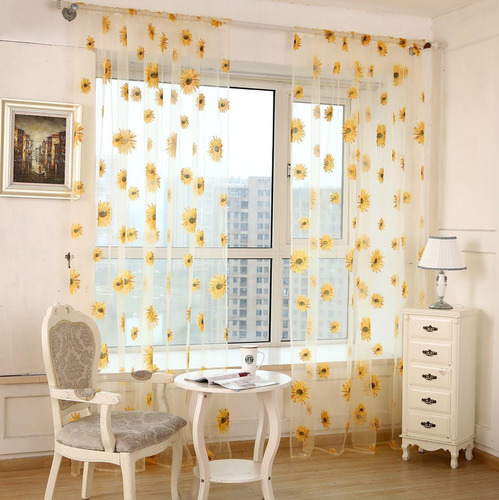  Wirhlly 2 Pcs Cortinas De Girassol Decoração De Cozinha Cor