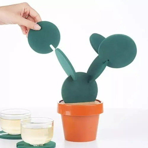 Juego De Posavasos Modelo Tipo Cactus De Fácil Limpieza