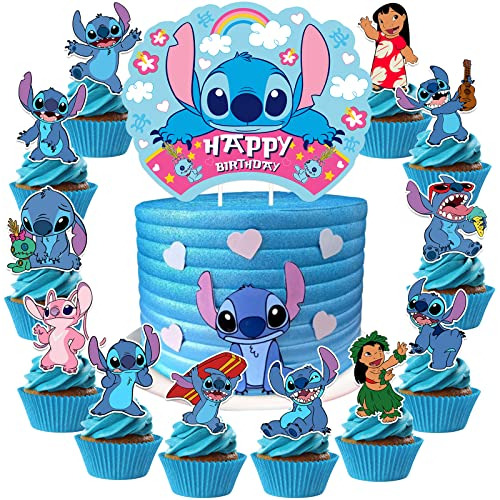 Suministros Fiesta De Lilo Y Stitch, 25 Toppers Pastele...