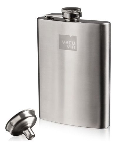 Petaca Frasco De Cadera Y Embudo Vacu Vin. Color Acero Inox Hip Flask Y Funnel