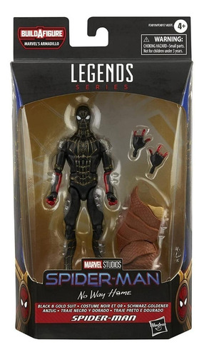 Imagen 3 de 5 de Figura de acción Marvel Hombre Araña con traje negro y dorado: No Way Home Build-A-Figure: Marvel's Armadillo F3019 de Hasbro Legends Series