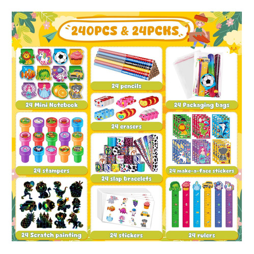 Benlouis 240pcs Favors De Parta De Niños Sets Stampers Bulla