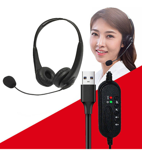 New Auriculares Usb For Call Center, Micrófono Y Control De