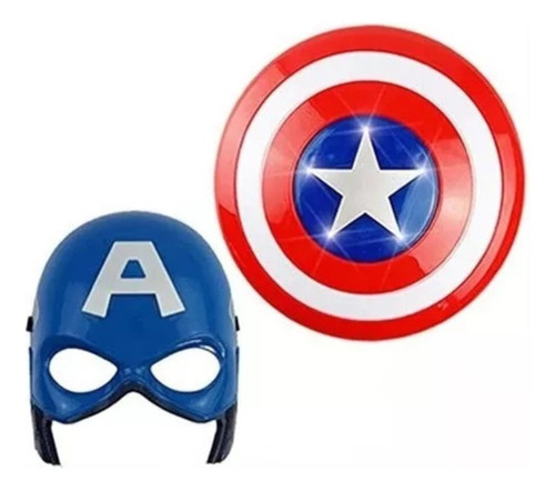 Mascara + Escudo Capitan America Con Luces Disfraz Infantil 