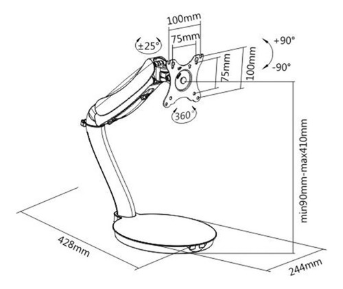 Soporte Para Monitor Macrotel Mvldt09t012n Base Hidraulica