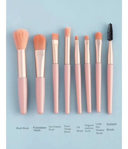 Brocha Mini Maquillaje Suave Set 8 Pz Sombra Ojos Cejas 10cm