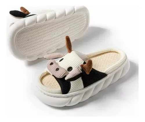 Zapatillas De Vaca Para Mujer, De Lino Suave Y Cómodo