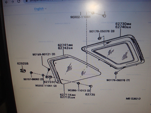 Vidrio Cuarto Trasero Izq Ventana Triangular 4 Runner/ Hilux