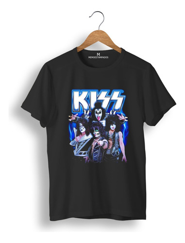 Remera: Kiss Musica Rock Azul Memoestampados