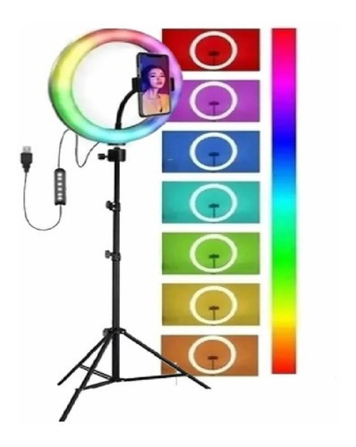 Aro De Luz Led Fotografía Iluminador Trípode 2mts Rgb