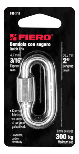 Bandola Con Seguro 3/16´ Acero Arrastre Cadena Cable 44021