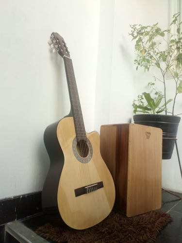 Combo Criollo Guitarra Acústica Y Cajon Oferta Pack