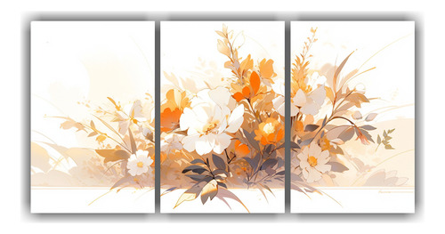 90x45cm Cuadros Neonoir En Blanco Y Naranja - Set 3 Composic