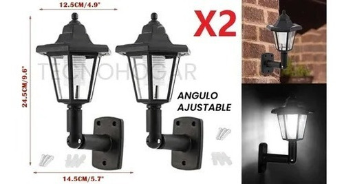 Imagen 2 de 9 de Pack X2 Farol Solar Retro Exterior Luz Led Jardin Antiguo