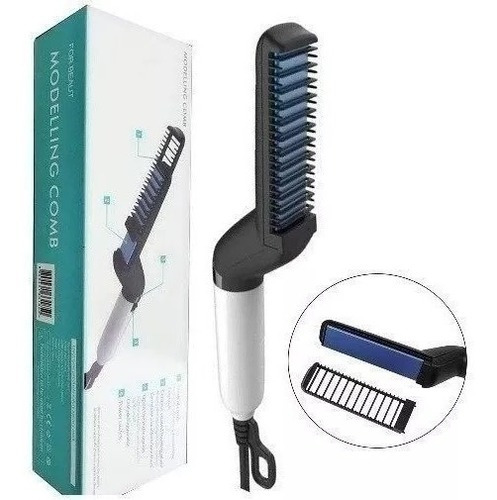 Chapinha Pente Alisador Modelador Barba E Cabelo Masculino Cor Preto 110V/220V