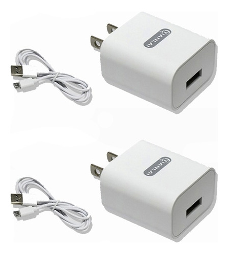 Cargador Salida Micro Usb 2a Carga Rápida Blanco Paquete 2